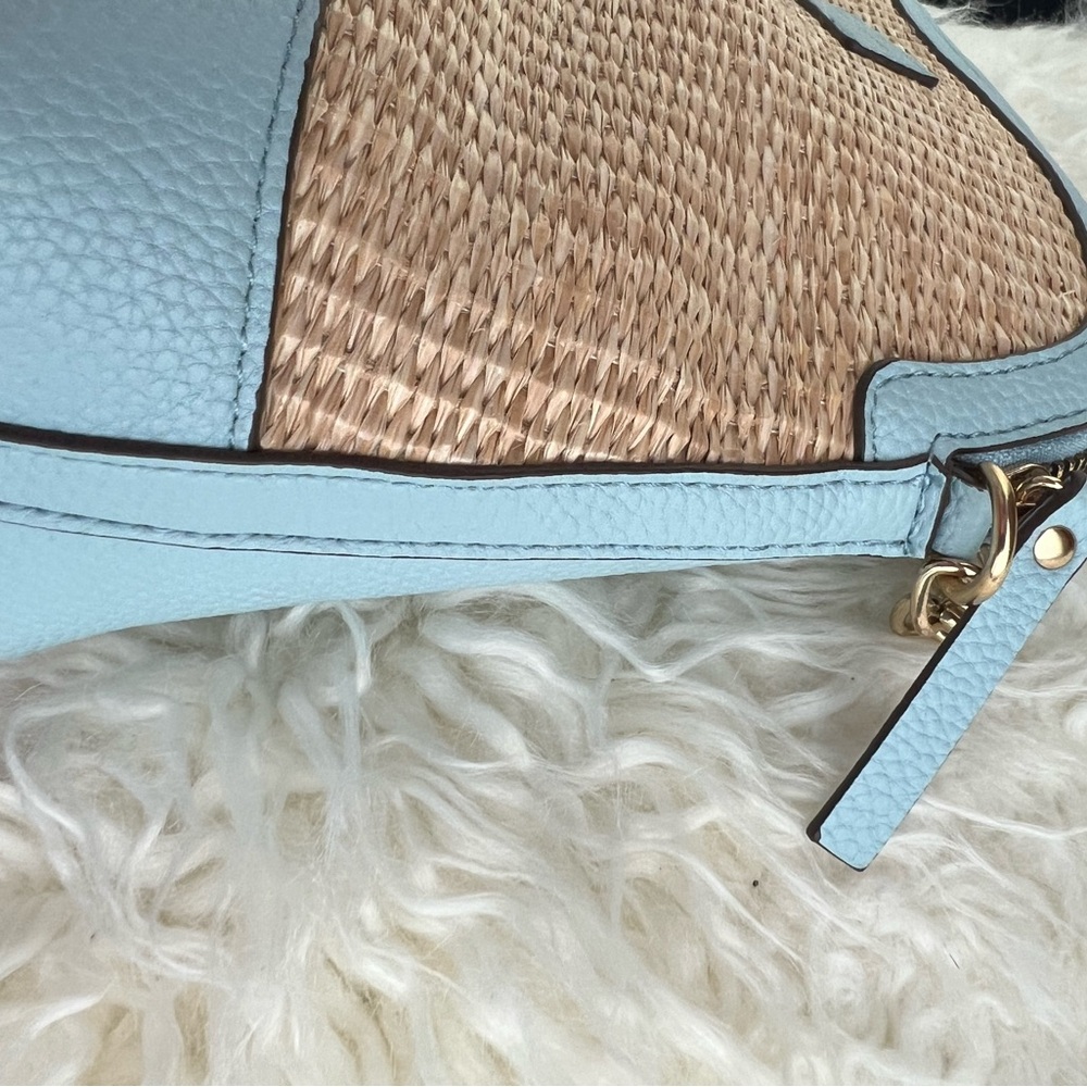 Nanette Lepore Light Blue and Natural Woven Crossbody Bag - Picture 3 of 10